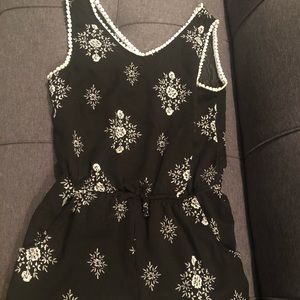 Black and white floral romper